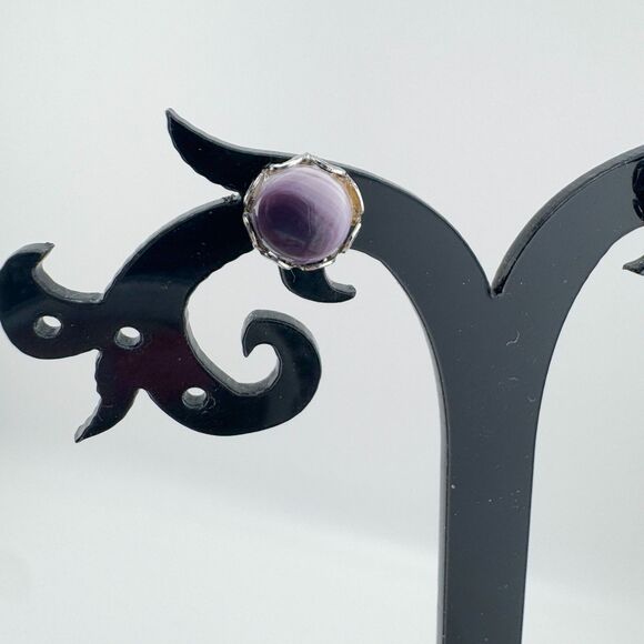 Vintage 80s Wampum Quahog Shell Stud Earrings Native American Jewelry Wealth - Picture 5 of 7